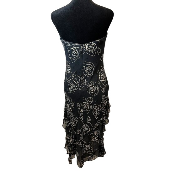 Vintage Y2K Gilar Black 100% Silk Beaded Ruffle Tiered Dress Beaded Size 4 - Picture 3 of 16